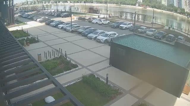 A view of a parking lot from a window