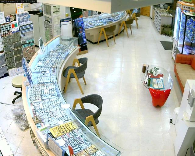 A fish eye view of a store filled with items