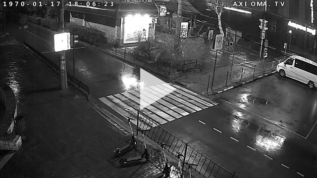 View of the pedestrian crossing on the street. Frunze and Lenin