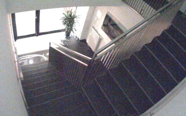 A view of a stair case from above