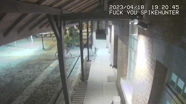 A surveillance camera of a hallway in a building