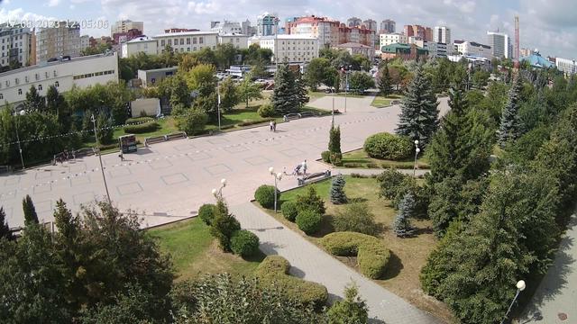 Вид на городской парк с высоты птичьего полета