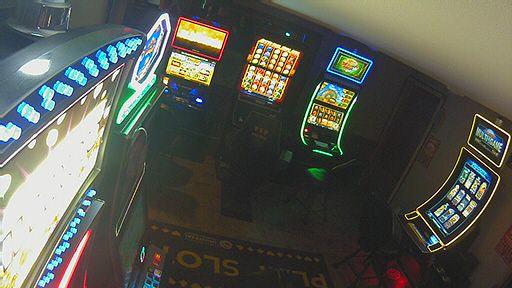 A fish eye view of a casino machine